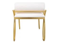 Conjunto de bancos estofados em branco e metal dourado