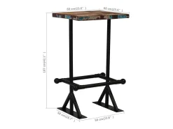Conjunto de bar 3 pcs madeira recuperada maciça multicor