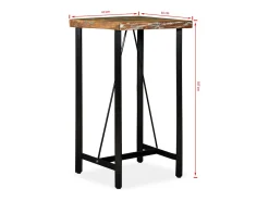 Conjunto de bar 3 pcs madeira recuperada maciça