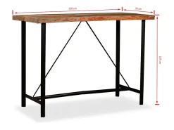 Conjunto de bar 7 pcs madeira recuperada maciça
