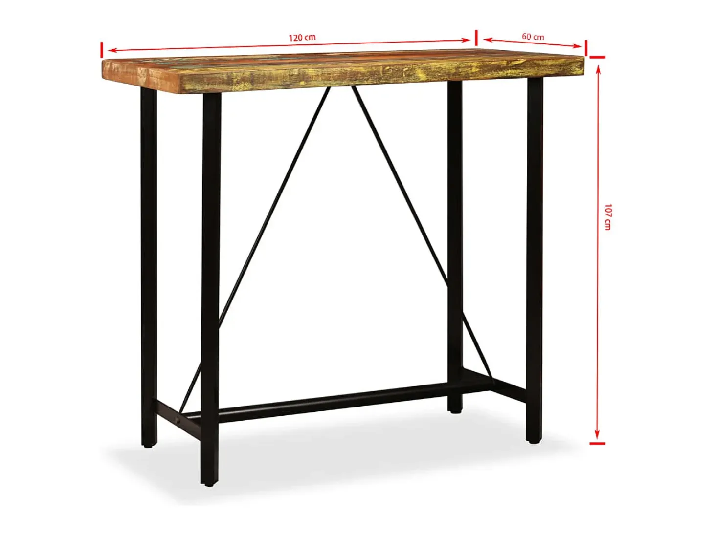 Conjunto de bar 5 pcs madeira recuperada maciça