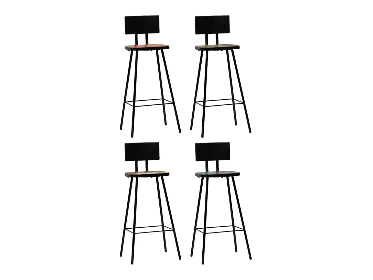 Conjunto de bar 5 pcs madeira recuperada maciça multicor
