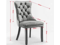 Conjunto de cadeiras de sala de jantar, com pés em madeira e acabamento com tachas, revestimento em veludo, estrutura em madeira maciça, verde