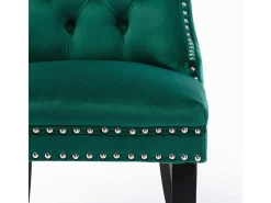 Conjunto de cadeiras de sala de jantar, com pés em madeira e acabamento com tachas, revestimento em veludo, estrutura em madeira maciça, verde