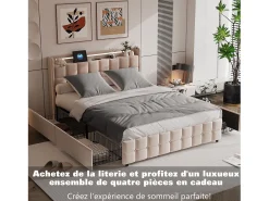 Conjunto de cama de 3 peças, fronha*2 (80 x 80), lençol com elástico (140 x 200) + capa de edredom (140 x 210), cinza escuro + cinza claro, poliéster