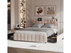 Conjunto de cama de 3 peças, fronha*2 (80 x 80), lençol com elástico (140 x 200) + capa de edredom (140 x 210), cinza escuro + cinza claro, poliéster