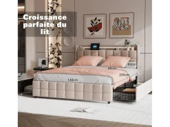 Conjunto de cama de 3 peças, fronha*2 (80 x 80), lençol com elástico (140 x 200) + capa de edredom (140 x 210), branco + rosa, poliéster