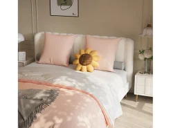 Conjunto de cama de 3 peças, fronha*2 (80 x 80), lençol com elástico (140 x 200) + capa de edredom (140 x 210), branco + rosa, poliéster