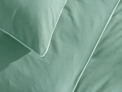 Conjunto de cama percal de algodão 80 fios/cm² - Capa de edredão 220 x 240 cm + 2 fronhas 63 x 63 cm - Branco com debrum bege - AGAMI de PALACIO