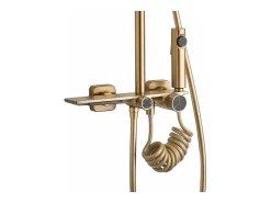 Conjunto De Chuveiro Cromado Rea Helix Brush Gold