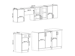 Conjunto de Cozinha com Vitrine Lima 2.4M - Branco / Carvalho Sonoma