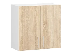 Conjunto de Cozinha com Vitrine Lima 2.4M - Branco / Carvalho Sonoma
