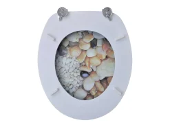 Conjunto de dois assentos sanitários com tampas em MDF padrão de seixos 02_0002954