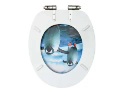 Conjunto de dois assentos sanitários com tampas de fechamento suave em MDF com design de pinguim 02_0002983