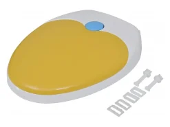Conjunto de dois assentos e tampas de vaso sanitário plástico branco e amarelo 02_0002959