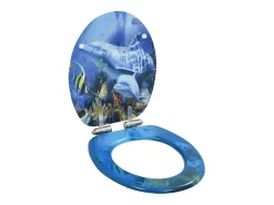 Conjunto de dois assentos sanitários em MDF com tampa de fechamento suave design de golfinho 02_0002966