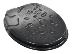 Conjunto de dois assentos sanitários assento para vaso sanitário banheiro casa interior MDF tampa com fechamento suave borda de gotejamento 02_0002969