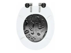 Conjunto de dois assentos sanitários assento para vaso sanitário banheiro casa interior MDF tampa com fechamento suave borda de gotejamento 02_0002969