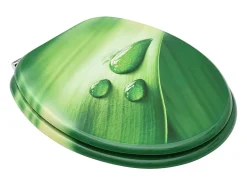 Conjunto de dois assentos sanitários com tampas MDF verde design de gotas de água 02_0002975