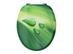 Conjunto de dois assentos sanitários com tampas MDF verde design de gotas de água 02_0002975