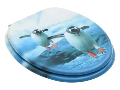 Conjunto de dois assentos sanitários com tampas temáticas de pinguim 02_0002977