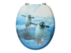 Conjunto de dois assentos sanitários com tampas temáticas de pinguim 02_0002977