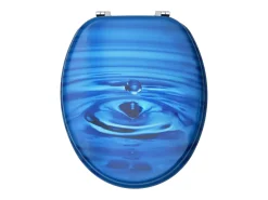 Conjunto de dois assentos sanitários com tampas de fechamento suave em MDF azul com design de gota d'água 02_0002974