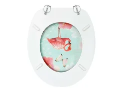 Conjunto de dois assentos sanitários com tampas de fechamento suave em MDF com estampa de flamingo 02_0002973