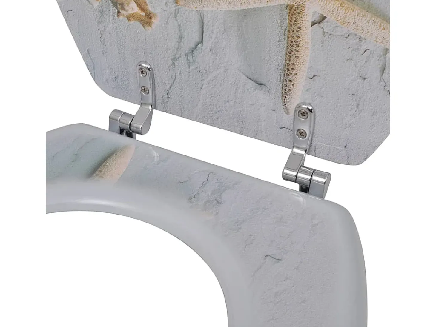 Conjunto de dois assentos sanitários com tampas em MDF design Estrela-do-mar 02_0002948