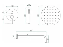 Conjunto De Duche Embutido Rea Dayton Thermostat Chrome