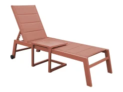 Conjunto de espreguiçadeira e mesa de apoio BARBADOS em textilene terracota - alumínio terracota