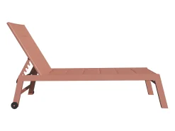 Conjunto de espreguiçadeira e mesa de apoio BARBADOS em textilene terracota - alumínio terracota