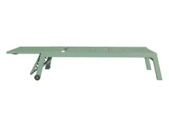 Conjunto de espreguiçadeira e mesa de apoio BARBADOS em textilene verde sálvia - alumínio verde sálvia