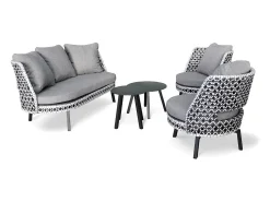 Conjunto de espreguiçadeiras de jardim em alumínio com 4 lugares