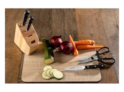 Conjunto de Facas Arcos Série Ópera + Tesoura em Aço Inoxidável com Suporte de Madeira