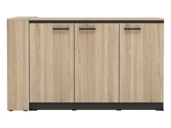 Conjunto de ilha de cozinha + 2 banquetas - Preto e Natural Claro - NUSICE