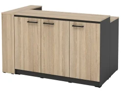 Conjunto de ilha de cozinha + 2 banquetas - Preto e Natural Claro - NUSICE