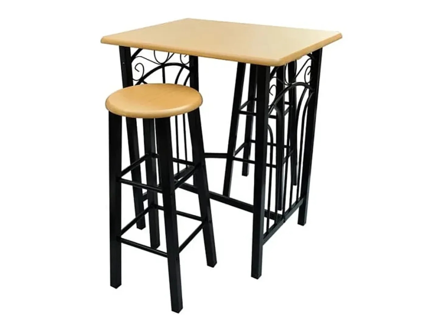 Conjunto de jantar com mesa madeira bronze e aço preto
