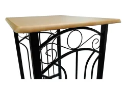 Conjunto de jantar com mesa madeira bronze e aço preto