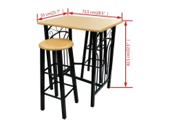 Conjunto de jantar com mesa madeira bronze e aço preto