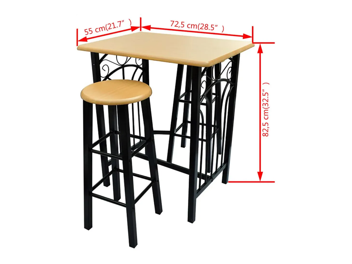 Conjunto de jantar com mesa madeira bronze e aço preto