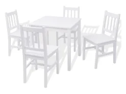 Conjunto de jantar de 5 peças em pinho branco