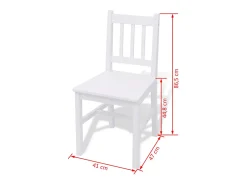 Conjunto de jantar de 5 peças em pinho branco