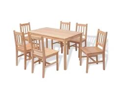 Conjunto de jantar de 7 pçs em pinho