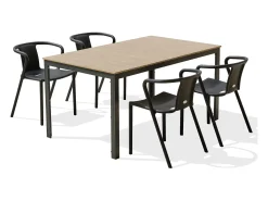 Conjunto de jantar de jardim em alumínio de 4 lugares