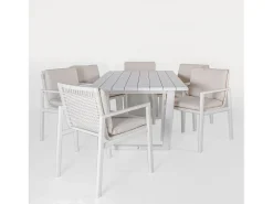 Conjunto de jantar de jardim ONIX 7 peças Branco
