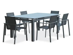 Conjunto de jantar de jardim em alumínio com 6 lugares