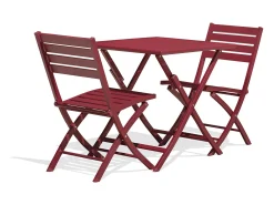 Conjunto de Jantar de Jardim em Alumínio para 2 Pessoas na Cor Vermelho Carmim