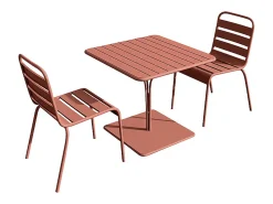 Conjunto de jantar de jardim metal mesa e 2 cadeiras empilháveis terracota MIRMANDE