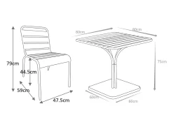 Conjunto de jantar de jardim metal mesa e 2 cadeiras empilháveis terracota MIRMANDE